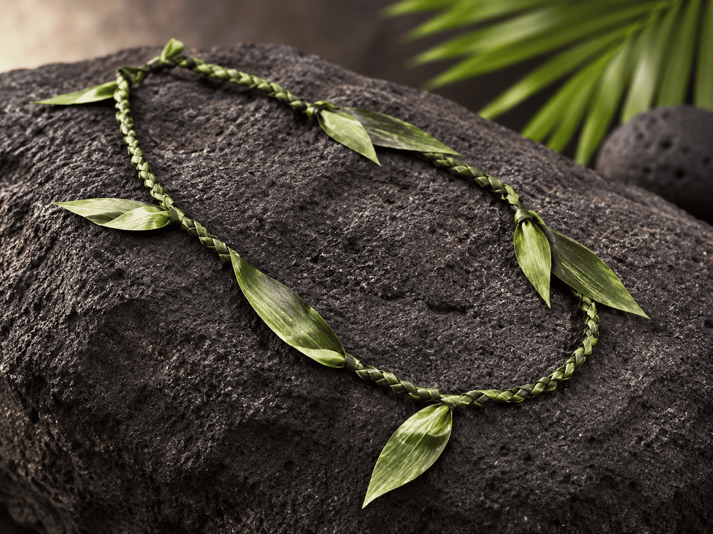 Ti Leaf Lei - braided green leaf. This is the good luck lei!
